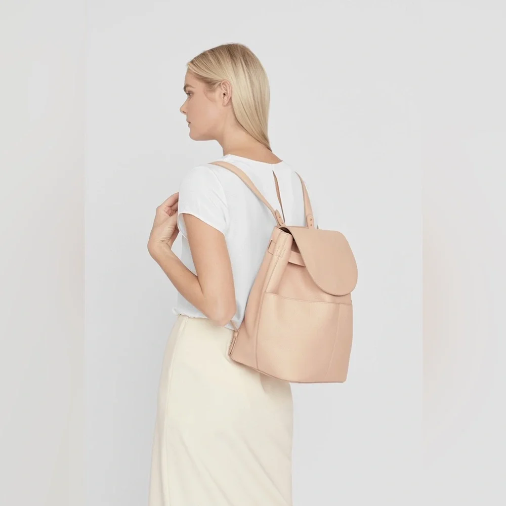 CUYANA Pebbled Leather Backpack in Blush